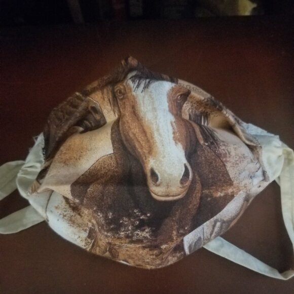 Adult Face Masks - Wild Horses on Brown - Filter Pocket - Roomy - Breathable - Picture 4 of 7